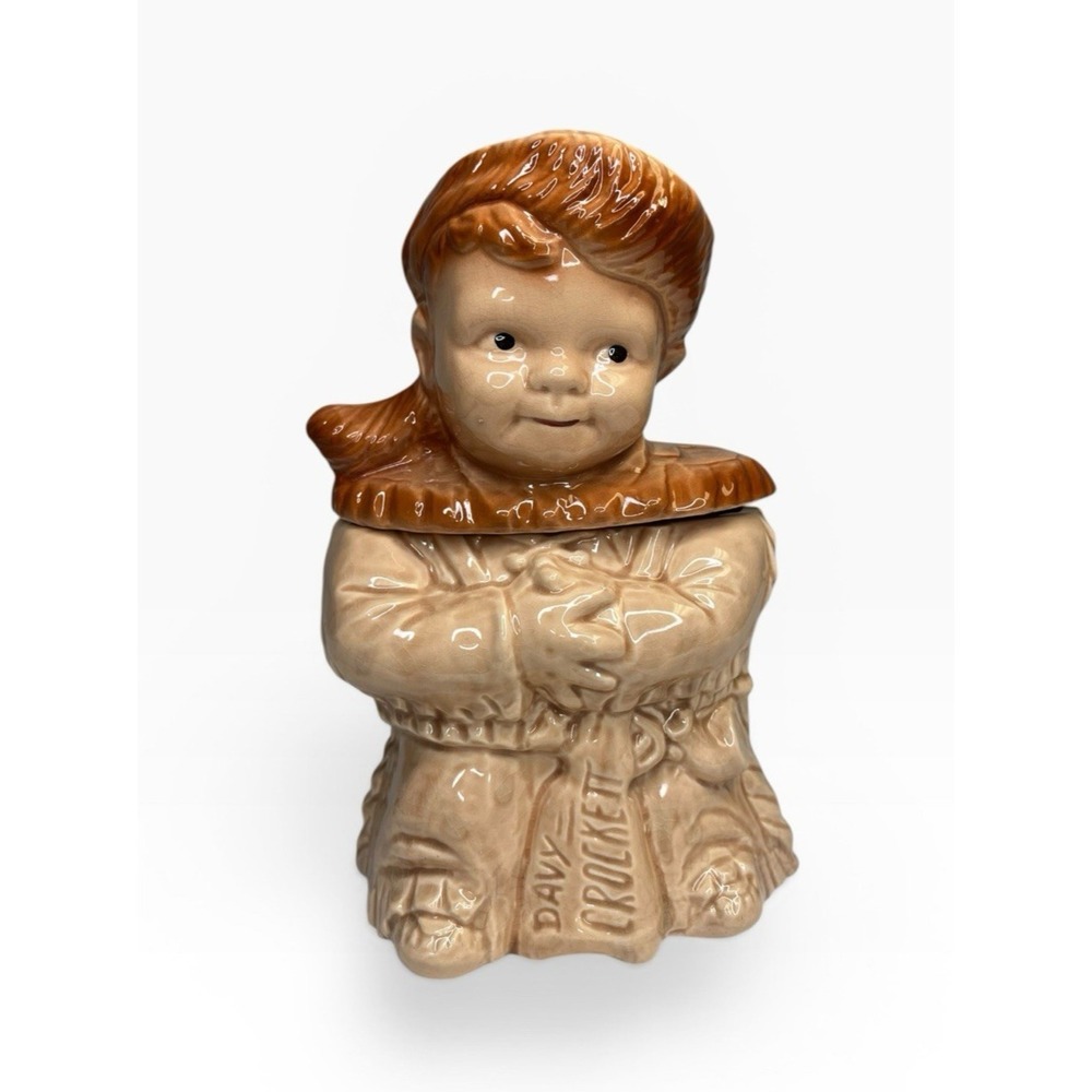 Vintage Brush McCoy Young Davy Crockett Cookie Jar‎ USA 1950s 10" Americana